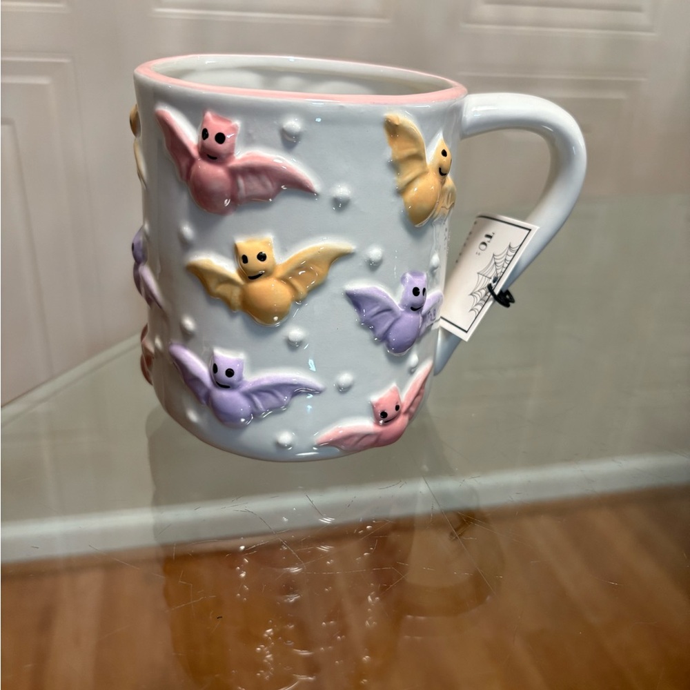 Halloween Mug Pastels Bats Coffee Cup Ceramic NWT Cobwebs & Cauldrons